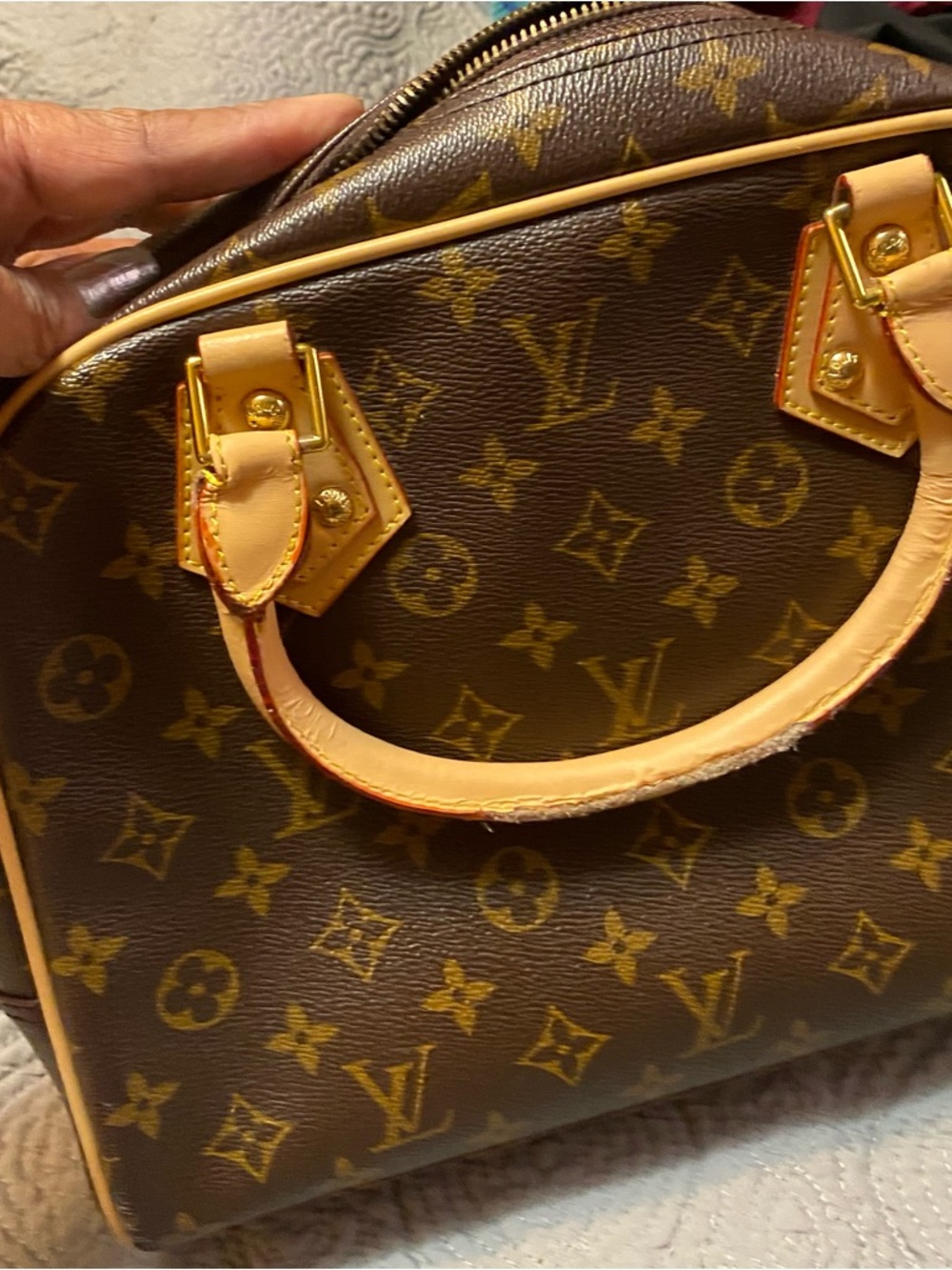 Classic Monogram Brown Satchel with Tan Handles - Picture 9 of 10